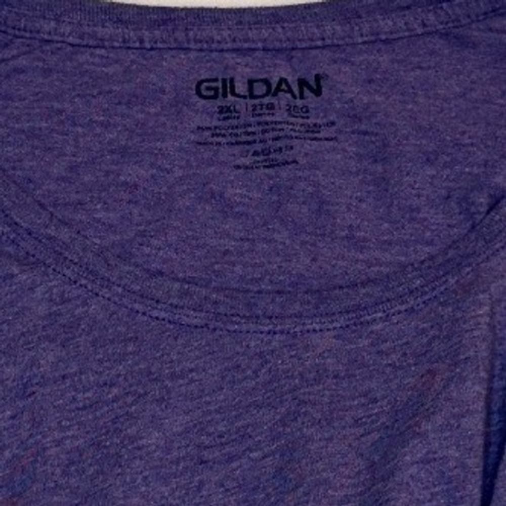 Gildan Womens 2XL Heather Purple Scoop Neck Short Sleeve T-Shirt - Picture 3 of 5